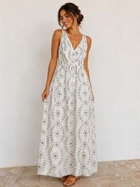 A New Day White Eyelet Cross-Back Maxi Dress